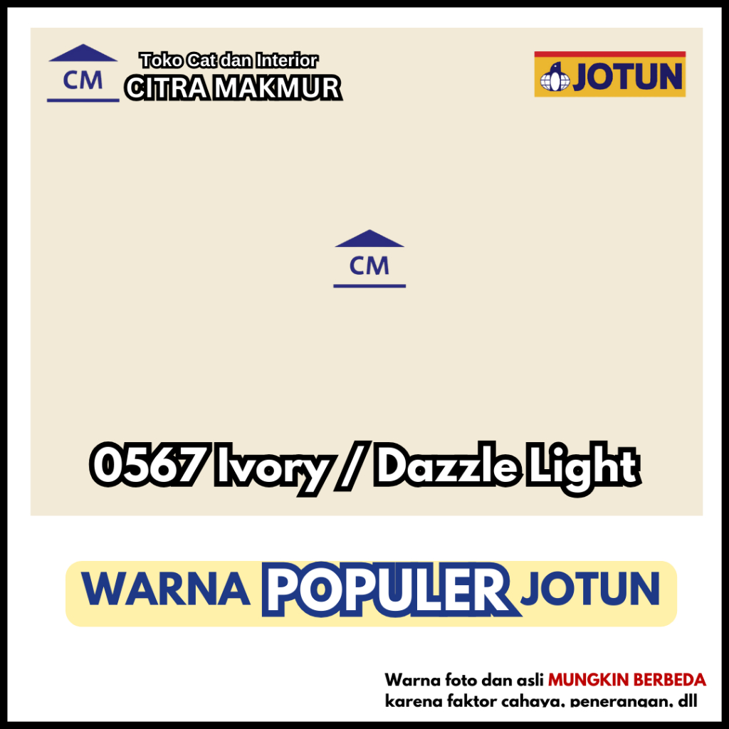 JOTUN 0567 Dazzle Light / Ivory (Jotun Warna Cream Soft - KEMASAN GALON) - Cat Tembok JOTUN EXTERIOR