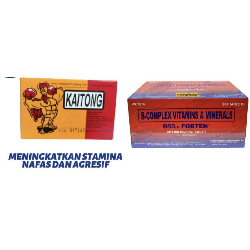 KAITONG PLUS B50 FORTEN sepaket vitamin ayam obat stamina ayam laga