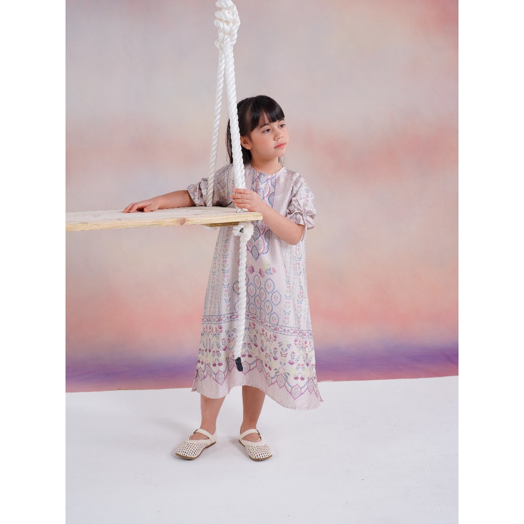 KELSEY DRESS BEIGE - DRESS ANAK ALEZA