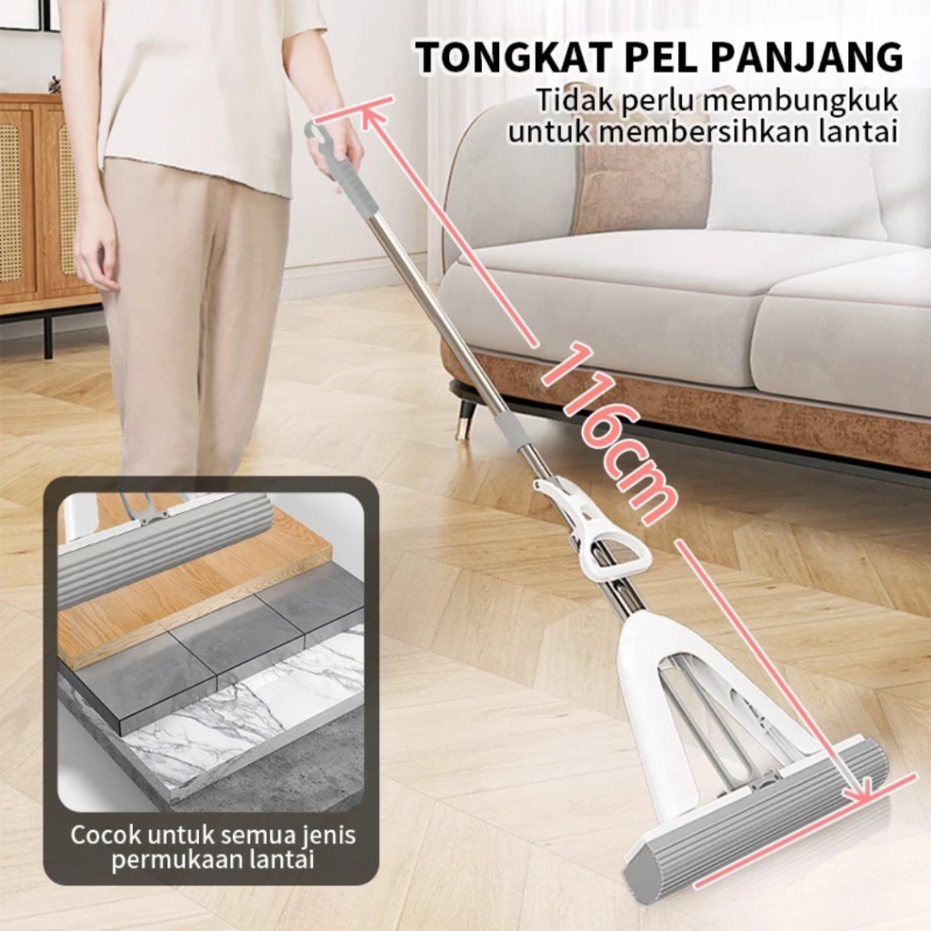 pengiriman cepat Goodbaby - Alat Pel Lantai Spons Tarik Alat Pembersih Spons Pel Lantai - Pel Tarik