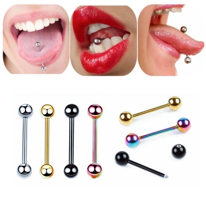 TINDIK LIDAH STAINLESS / ANTING LIDAH / TINDIK TELINGA / PIERCING LIDAH