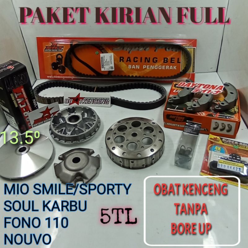 UPGRADE FULL CVT KIRIAN MATIC AKSELERASI 5TL MIO  SPORTY MILE SOUL KARBU NOUVO PAKET KIRIAN FULL COS