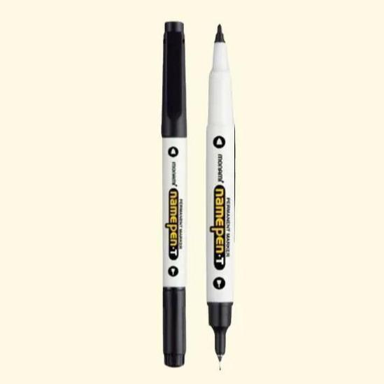 

[MONAMI] Name Pen T Twin Fine and Medium Line - Black / Pulpen Monami 2 Ujung Pena Fine & Medium - Hitam
