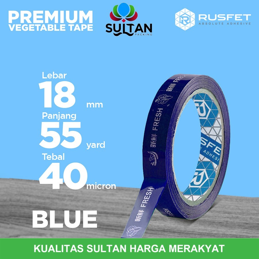 

Lakban Sayur FRESH 18mm x 50m Vegetable OPP Tape Isolasi Buah Hidroponik TERMURAH /SATUAN BIRU