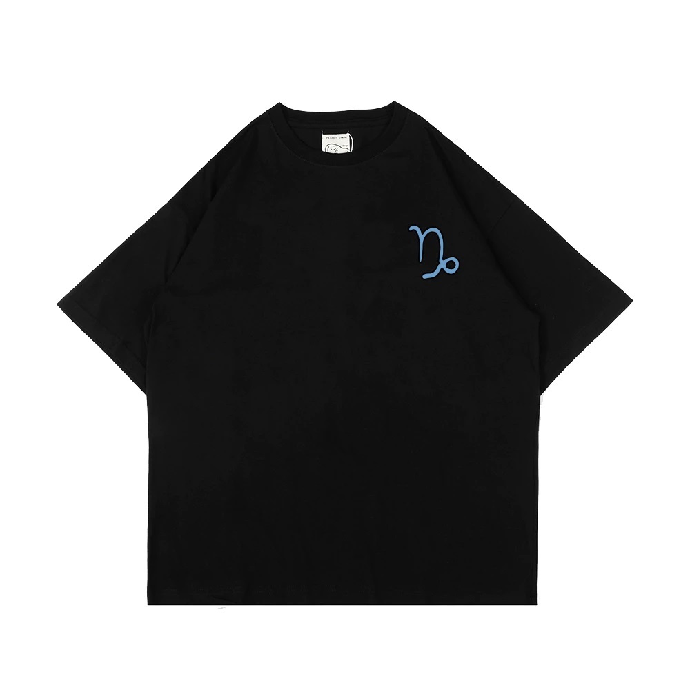 TEE - PEANUT STAIN - Capricorn Zodiac Black Oversized Tshirt