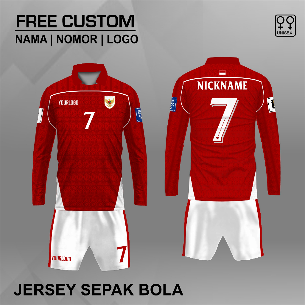 Jersey Sepak Bola Terbaru 2025 Indonesia jersey setelan timnas lengan panjang 2026