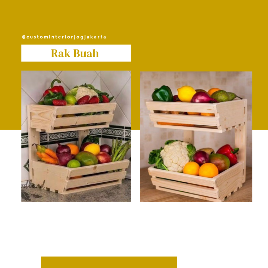 rak buah/bawang 2 susun bahan kayu