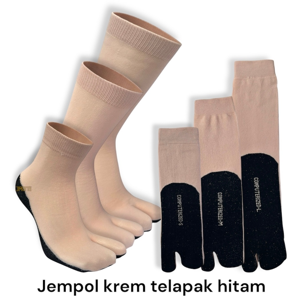 12 pasang Kaos kaki wanita jempol polos telapak hitam