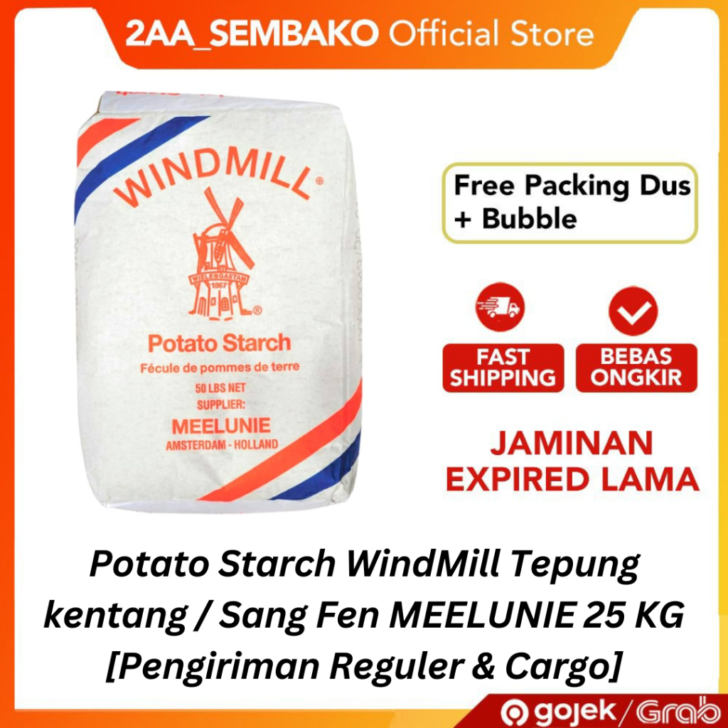 

Potato Starch WindMill Tepung kentang / Sang Fen MEELUNIE 25 KG [Pengiriman Reguler & Cargo]