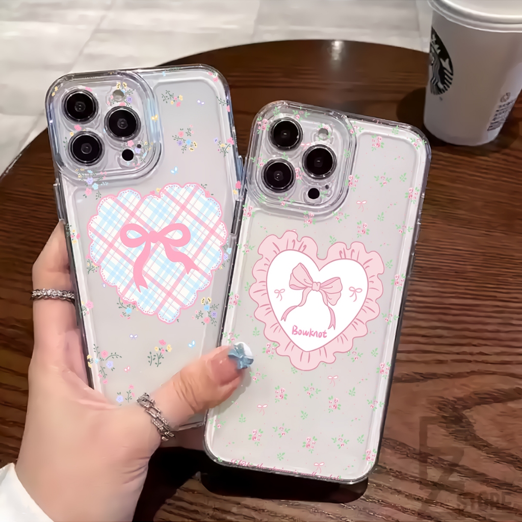 PS-L318 Clear case Untuk Semua type IPHONE OPPO VIVO SAMSUNG INFINIX REALME REDMI casing Pita cute