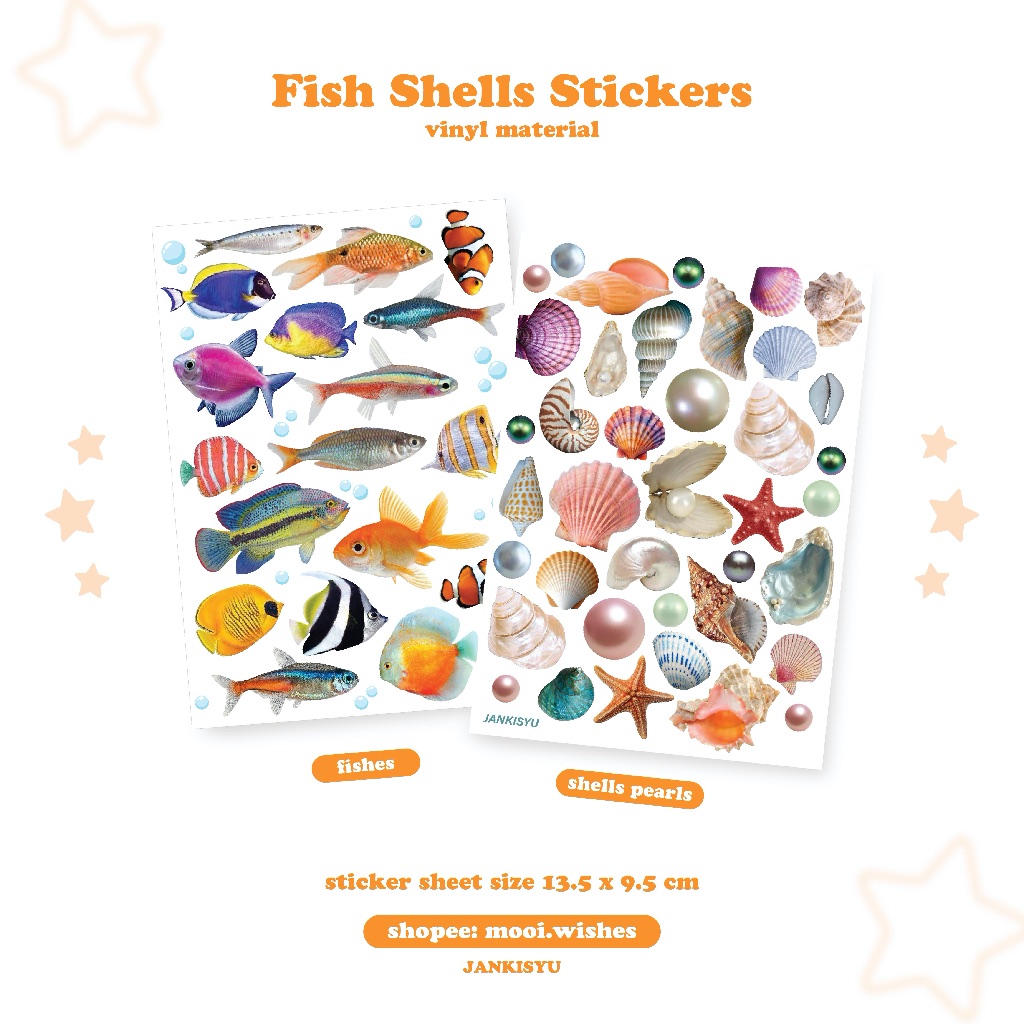 

Sticker Deco Summer Shell Fish Handphone Laptop Journaling Penpal Aesthetic Lucu