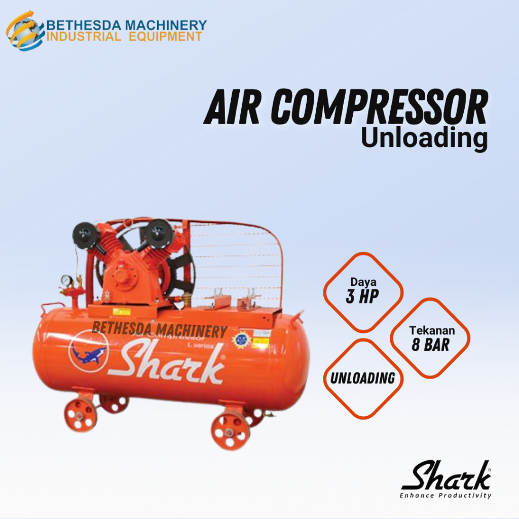 Mesin Kompresor 3 Hp / 3 Pk Unloading Shark / Kompresor angin 3 Hp