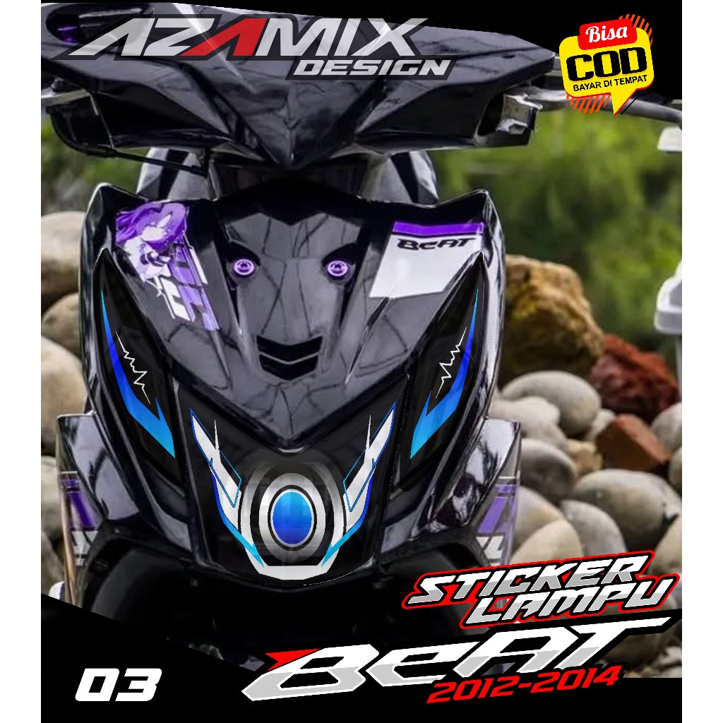 KODE 03 STIKER VARIASI ALIS LAMPU MOTOR BEAT FI - STIKER LAMPU DEPAN BEAT FI PREMIUM GRAFIK