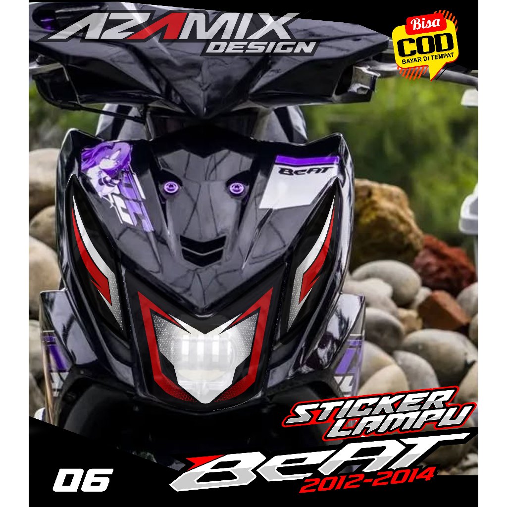 KODE 06 STIKER VARIASI ALIS LAMPU MOTOR BEAT FI - STIKER ALIS LAMPU DEPAN BEAT FI SIMPLE LIST