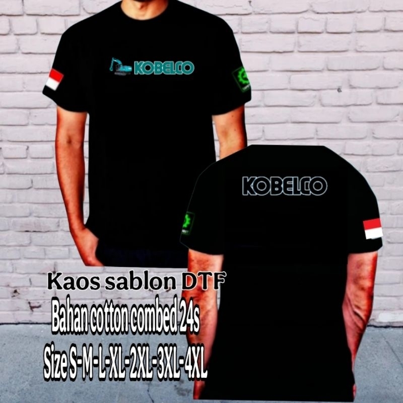 Kaos sablon excavator kobelco/kaos distro alat berat excavator Kobelco/kaos lengan pendek