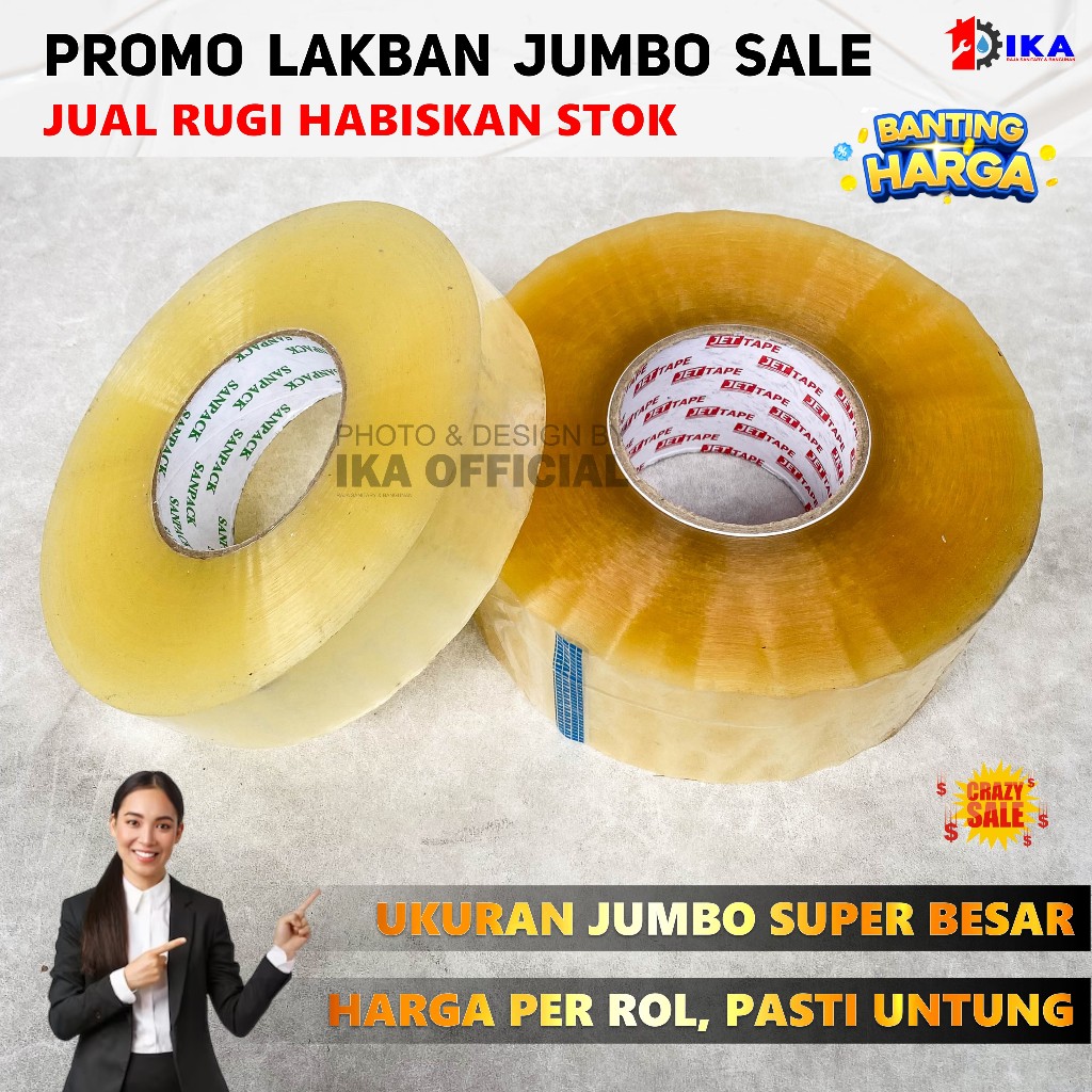 

Lakban JUMBO Bening dan Coklat 2inch / Plakban jumbo Lakban 2 Inch 3 Inch / Harga Satuan Ecer Murah Lakban Bening - Lakban Cokelat Ekonomis