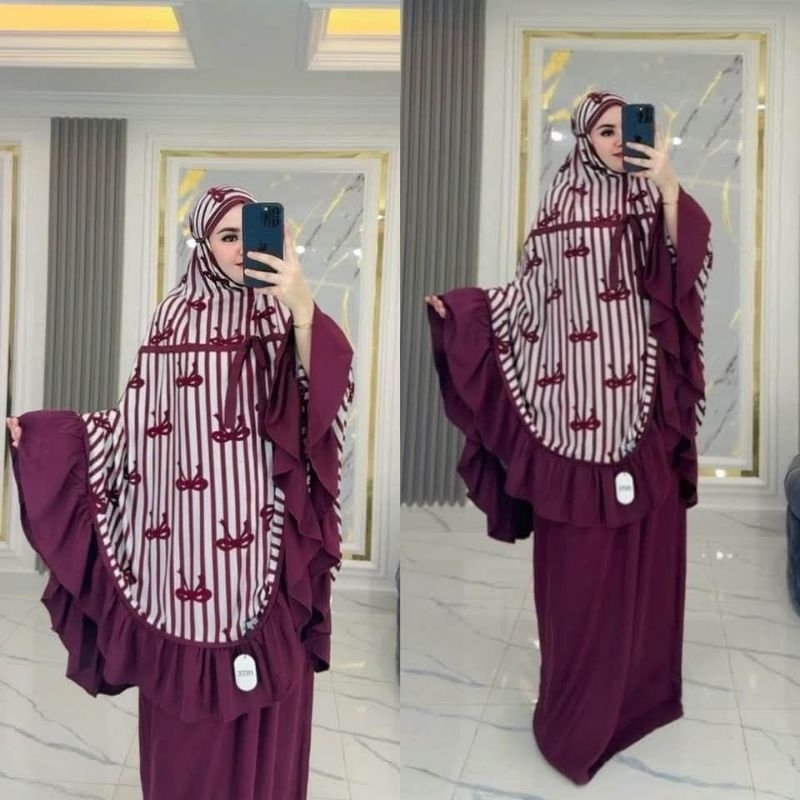 Mukena Dewasa Adem Bahan Rayon Premium Kombinasi Twill