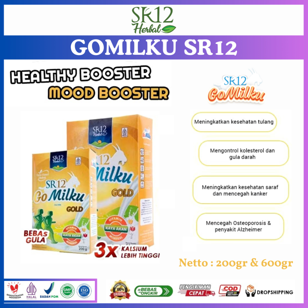 

GOMILKU GOLD SR12 Susu Kambing Etawa Rendah Lemak Tinggi Kalsium Bebas Gula Khusus Untuk Lansia