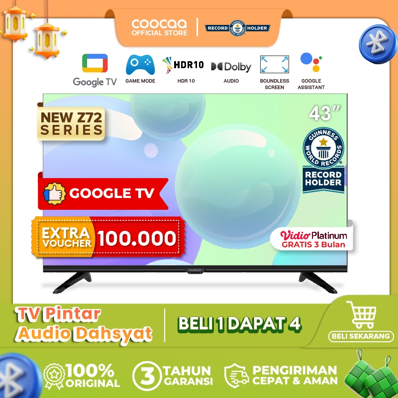 [Google TV] COOCAA 43 inch Smart TV - Digital TV - Netflix/Youtube - Google Assistant - Dolby Audio 