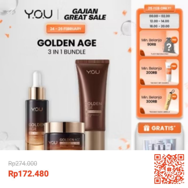 YOU 3in1 Paket Skincare Set 3pcs Radiance Glow Serum Facial Foam Cream Radiance Up Serum Toner Essen