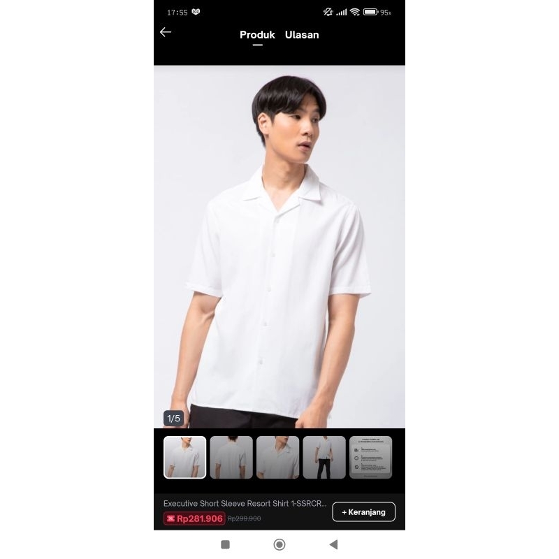 kemeja executive resort short sleeves original size XL putih