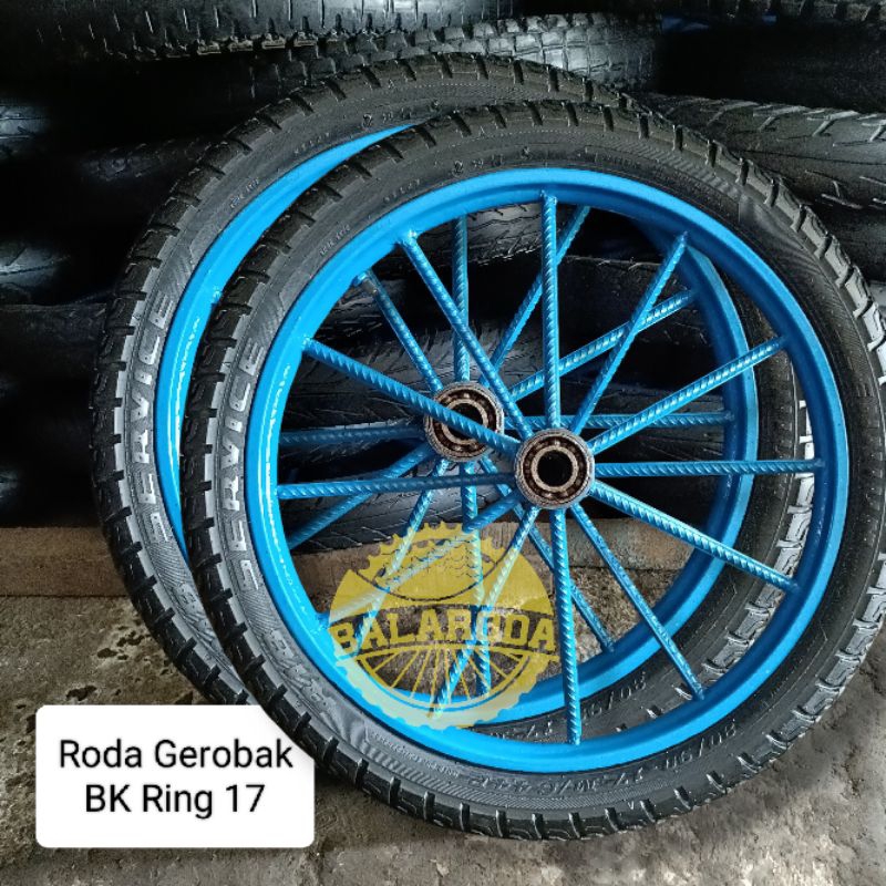 Roda Gerobak Ring 17 ( Bearing Kecil ) 6205 1 Set 2 Roda Lengkap + As Roda atau Tanpa As Roda