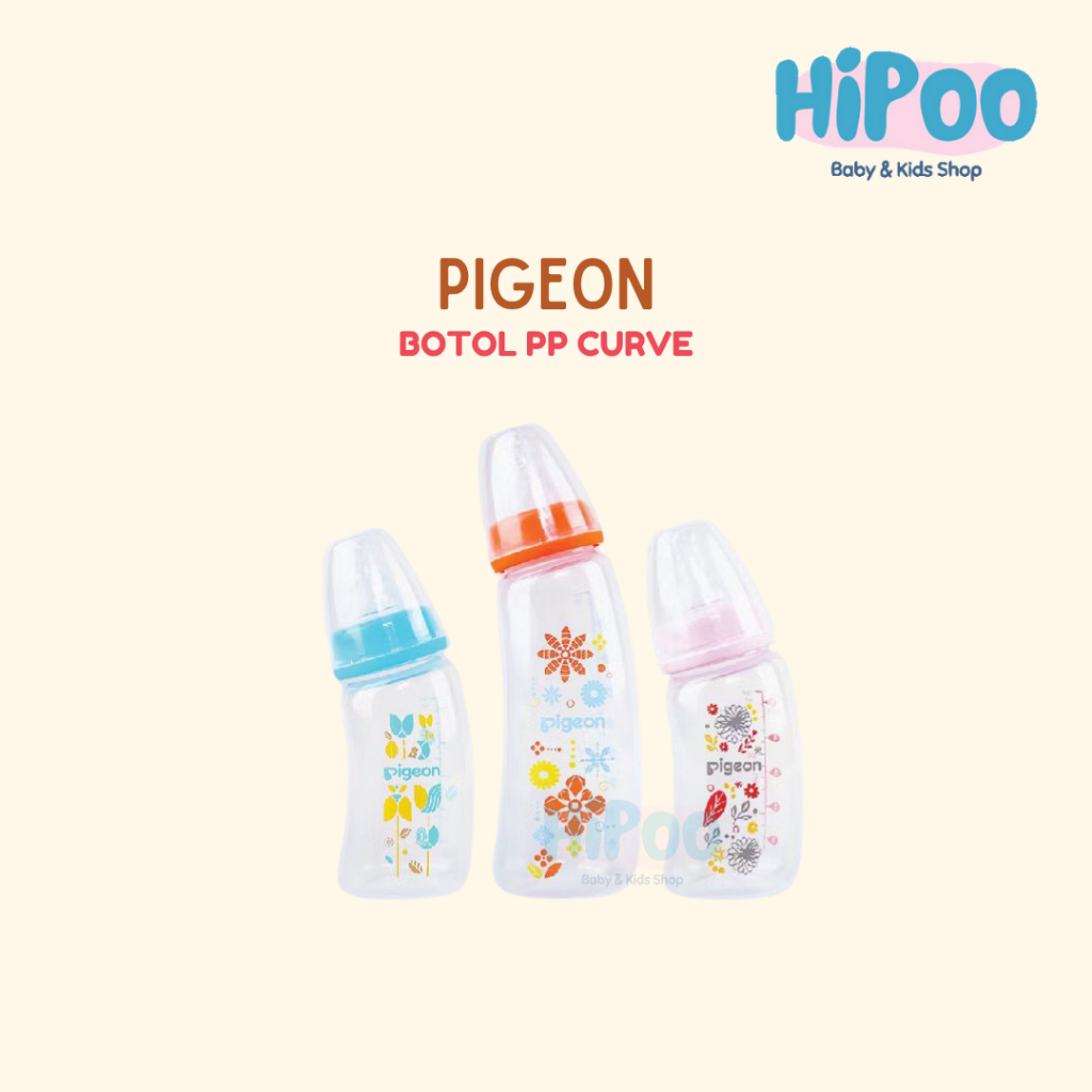 PIGEON Botol PP Clear Curve With Peristaltic Slim Neck Nipple / Botol Susu Bayi / Botol Anti Kolik