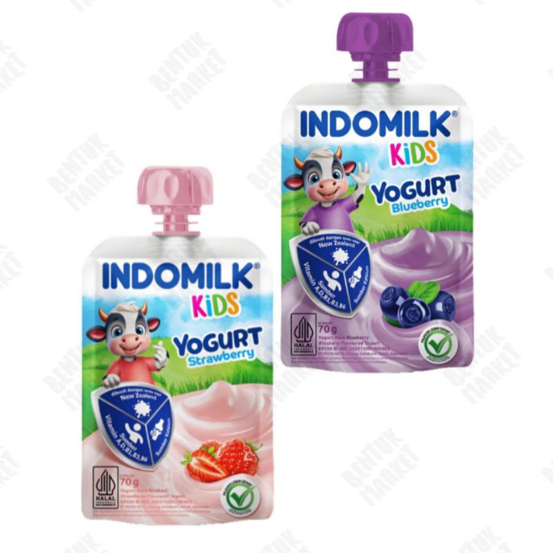 

INDOMILK Yogurt Rasa Strawberry 70gr /INDOMILK Yogurt Kids Rasa Blueberry / Yogurt