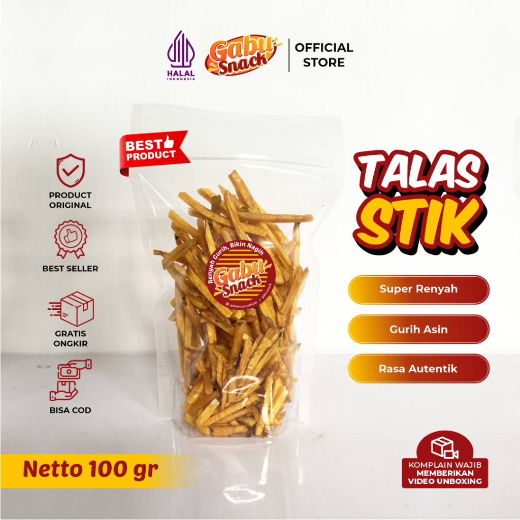 

Talas Stik 100 gr Kemasan Pouch - Snack Asin Gurih