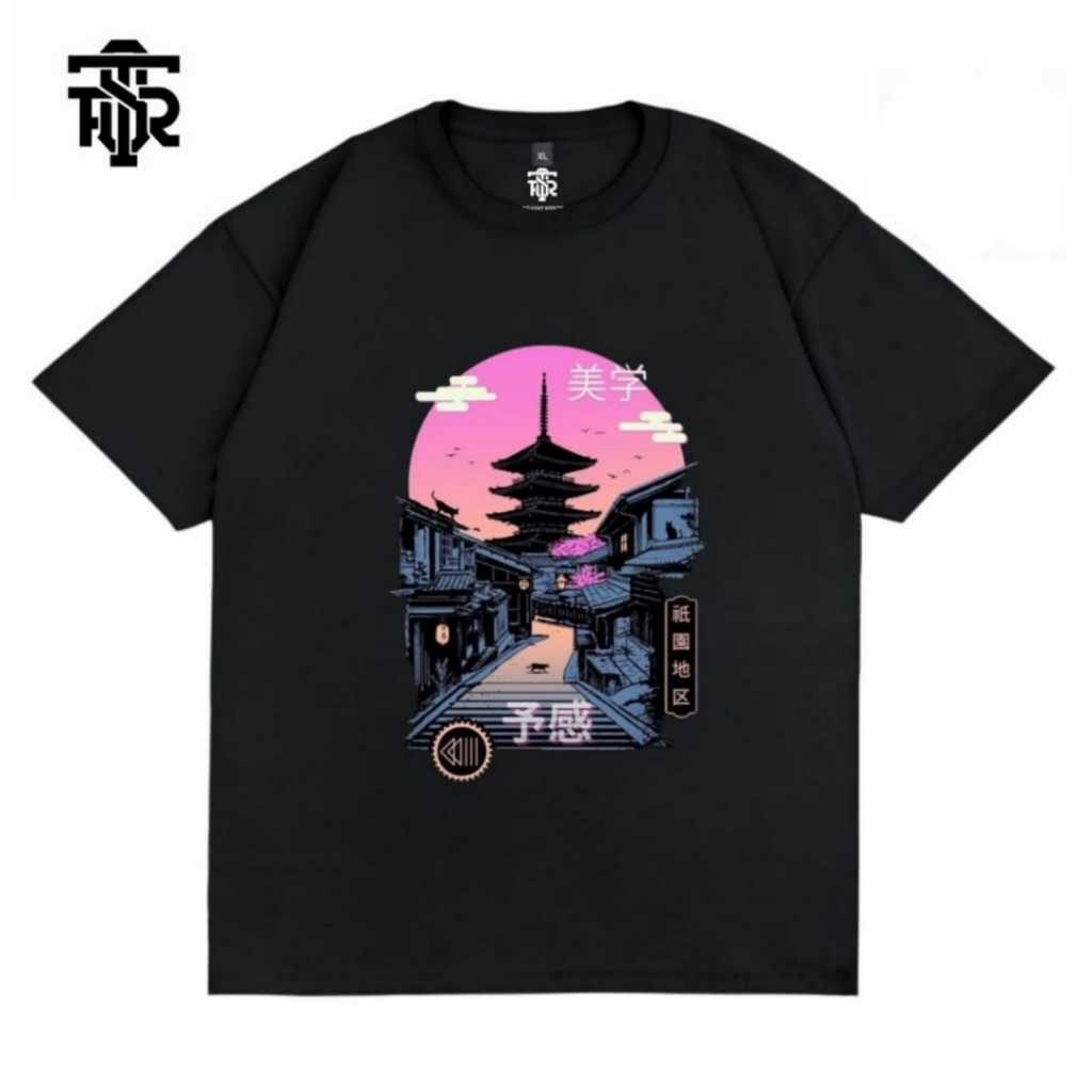Tshirt Baju Kaos Distro Pria Wanita Streetwear Cotton Combed 24s Japan Black Tees Firasat Merch