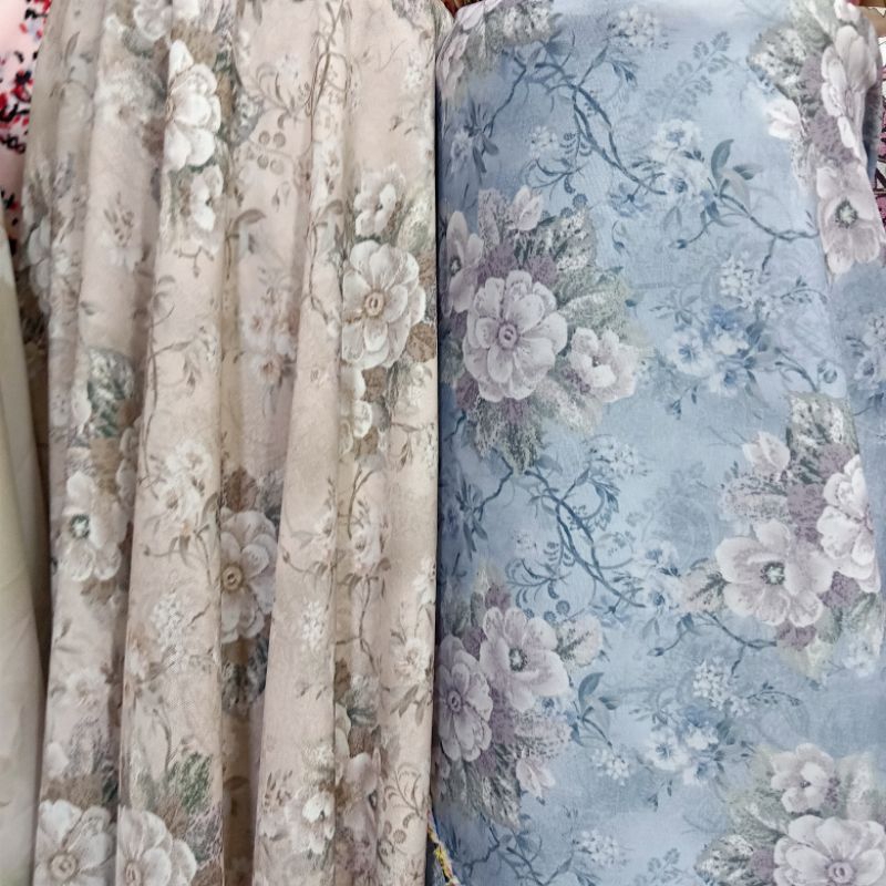 Kain Viscose Premium Print - Kain Viscose Motif Bunga Terbaru - Kain Viscose Vintage - Kain Katun Vi