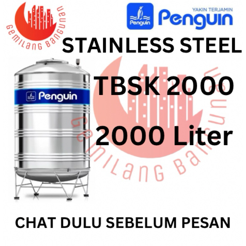 Tangki Air Penguin / Toren Air Penguin TBSK 2000 ( 2000 Liter )- STAINLESS STEEL TANK