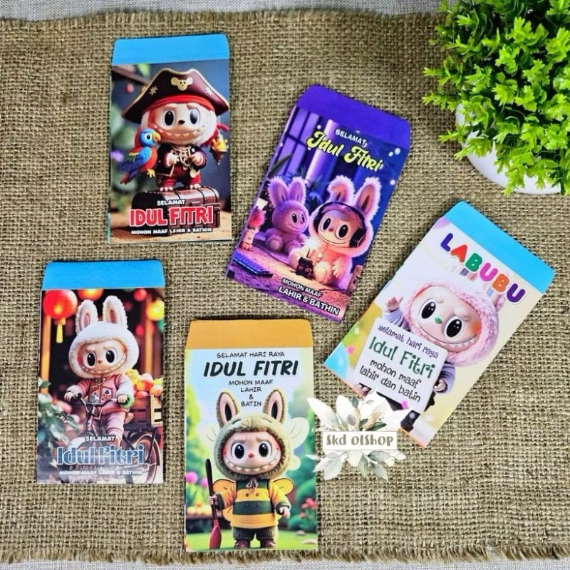 

Amplop Lebaran Idul Fitri Amplop Karakter Motif Labubu isi 100pcs Mix 5 Karakter