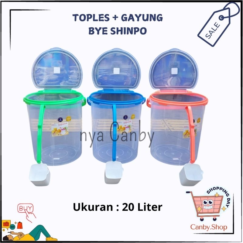 Shinpo - Toples Es Buah Bulat 20 Liter + Gayung / Tempat Air Es / Aquarium Es Buah