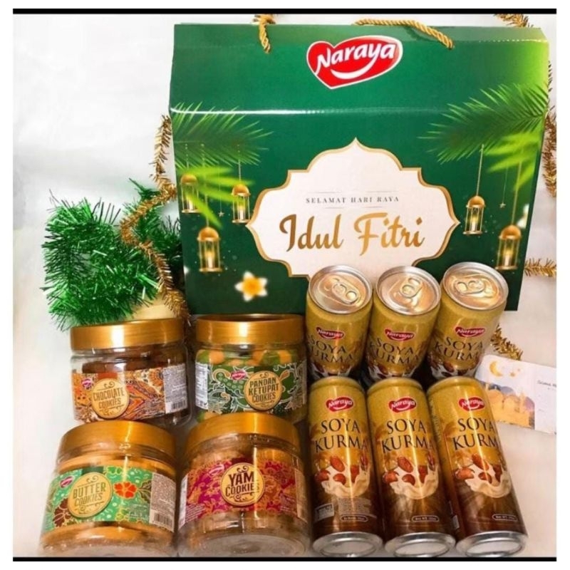 

Give box lebaran by naraya isi : 6 soya kurma 4 cookies premium, bisa COD instan, harap cek stok sebelum ceckout