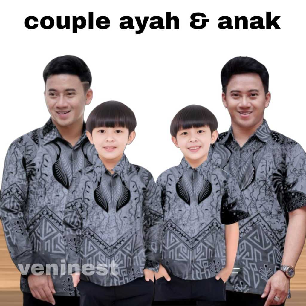 TERBARU KEMEJA BATIK PRIA BATIK Dasi Abu Hitam batik ayah dan Batik anak cowok