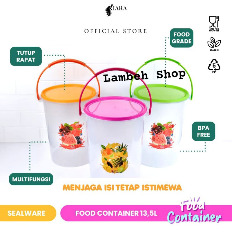Toples Es Buah Kelapa Toples Gagang Plastik 13,5 Liter Bening BATAM