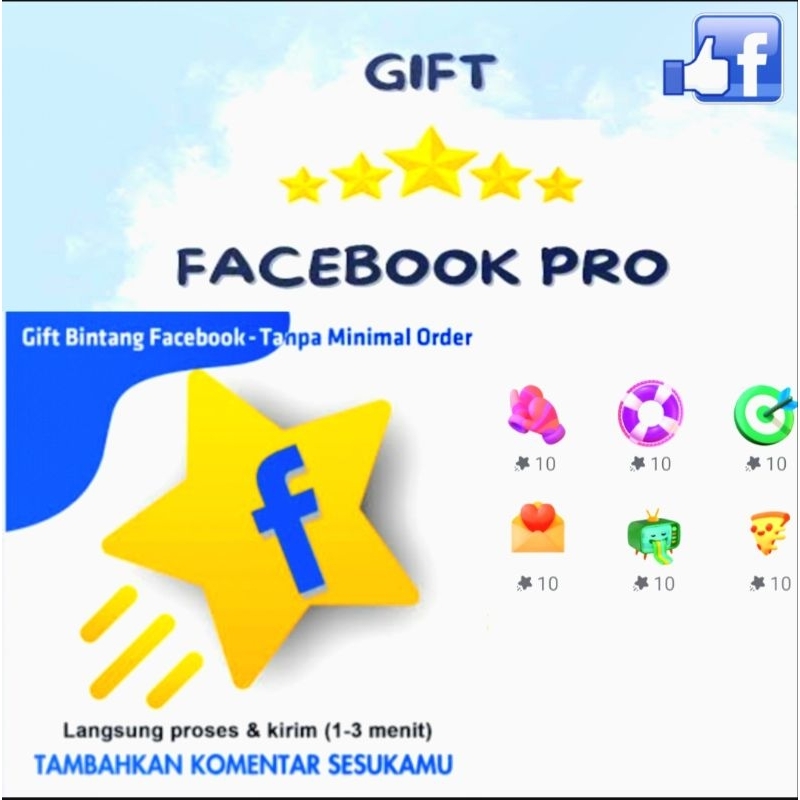 produk gift Facebook pro/bintang Facebook Fanspage 10⭐️
