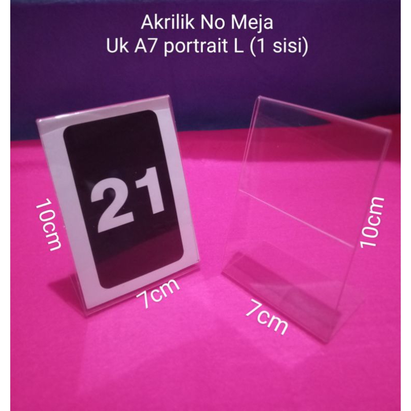 

Akrilik no meja, kartu nama portrait L ukuran A7(10x7cm) tebal 2mm