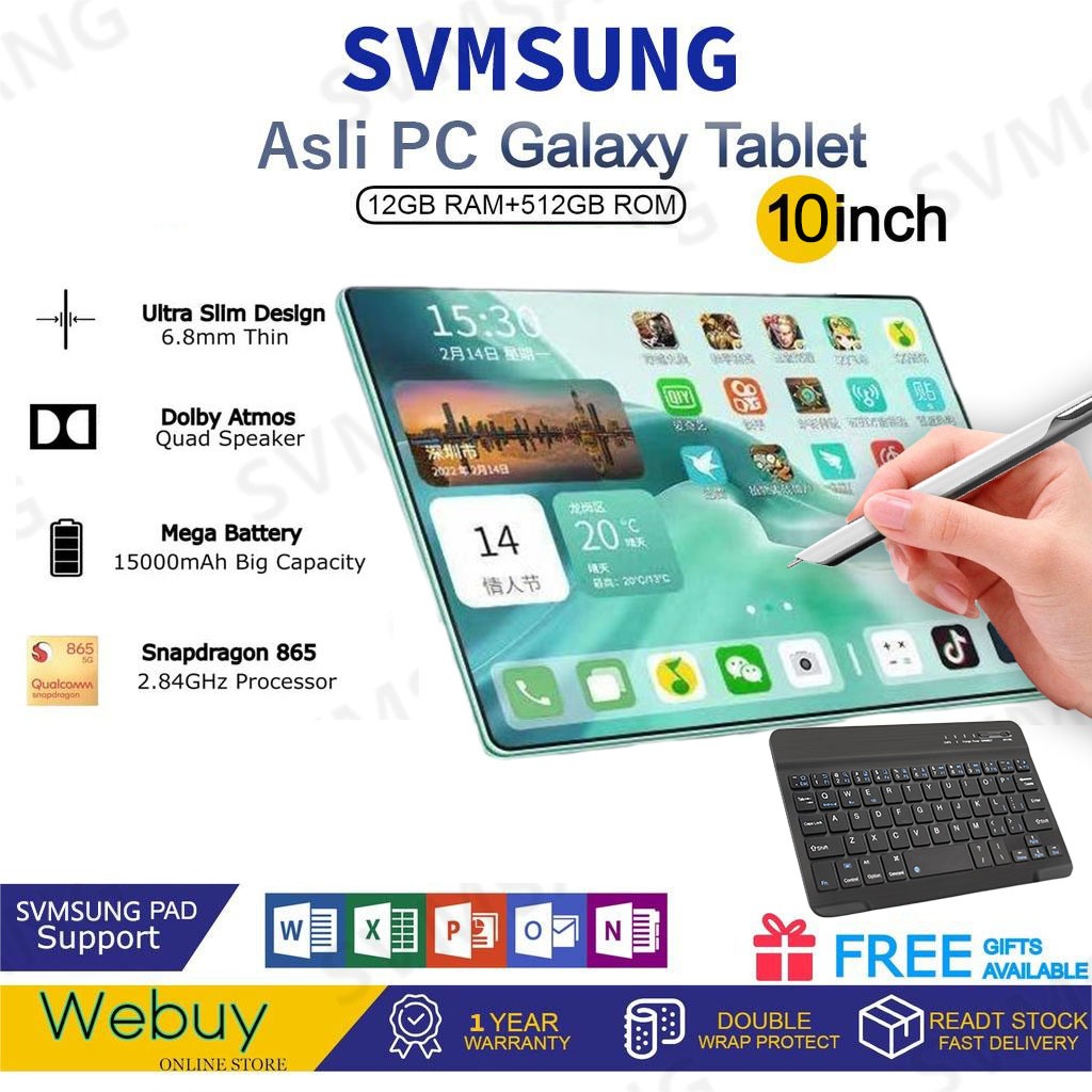 Hp tablet terbaru 2025 murah Tablet Murah 5G Baru Galaxy Pro 11 Tab 10.1inch RAM 12GB+512GB ROM Tabl
