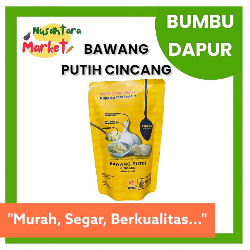 

KUPPILA | 100 GR | BAWANG PUTIH CINCANG | NUSANTARA MARKET | SURABAYA