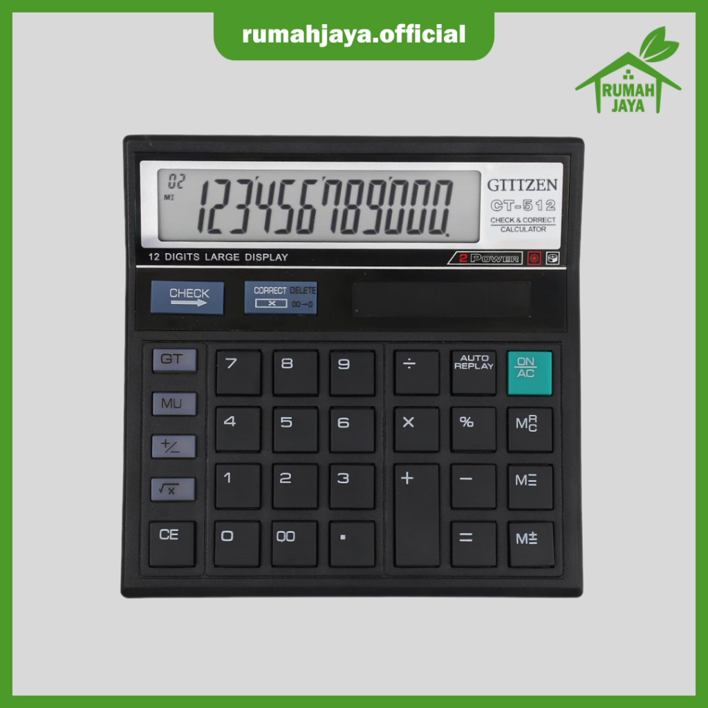 

RJO - Kalkulator 12 Digit Check GTTTZEN CT-512 / Calculator Check Dual 2 Power