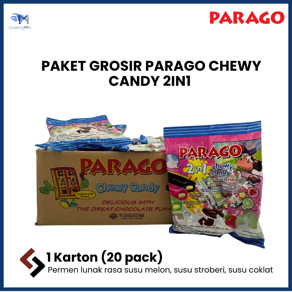 

[PAKET GROSIR 1 KARTON] PARAGO CHEWY CANDY 2IN 1 210gr