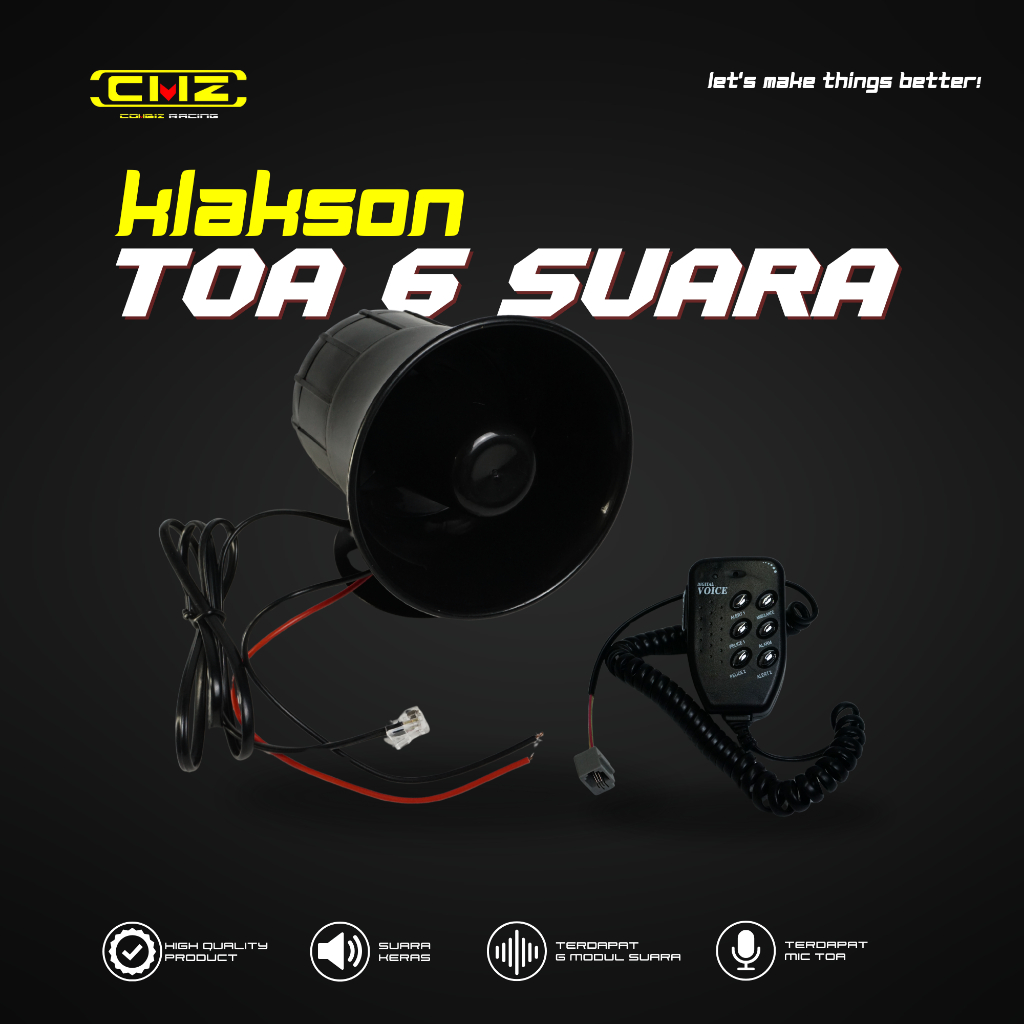KLAKSON MOTOR BEL HORN TOA SIRINE 6 SUARA + MIC SUPER SOUND COMBIZ UNIVERSAL MOTOR /  MOBIL