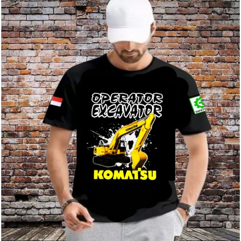 Baju kaos operator excavator komatsu/Kaos sablon DTF