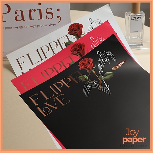 

10 Lembar Kertas Buket Bunga Kertas Cellophane Edisi Valentine motif mawar Flower Wrapping KB69