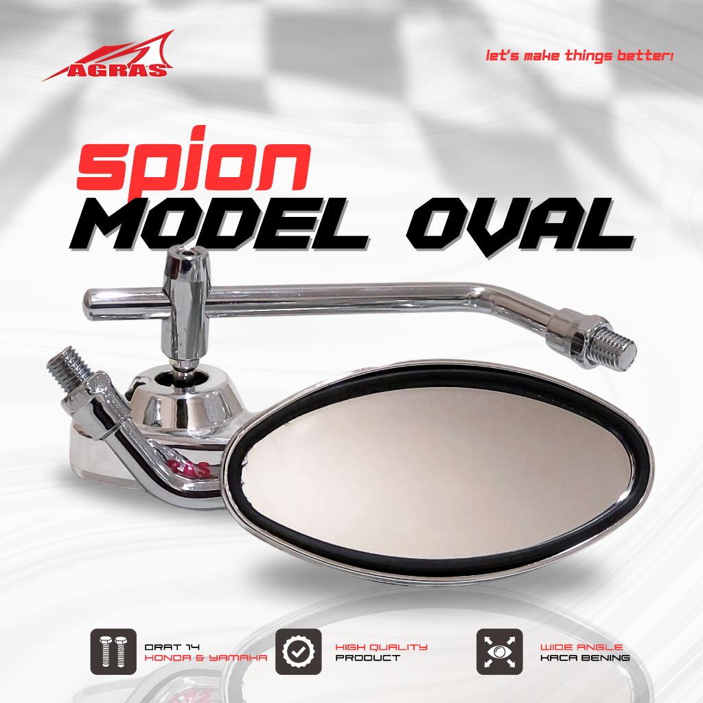 AGRAS SPION OVAL HD HONDA CB100 GL-MAX TIGER MEGAPRO SCOOPY STYLO W175 JAPSTYLE TRACKER CUSTOM AKSES