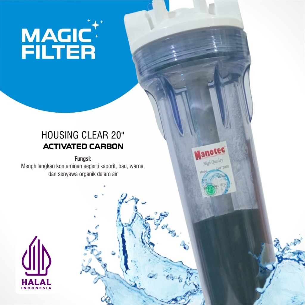 Magic Filter - Housing Clear 20" Karbon aktif - penjernih kran air