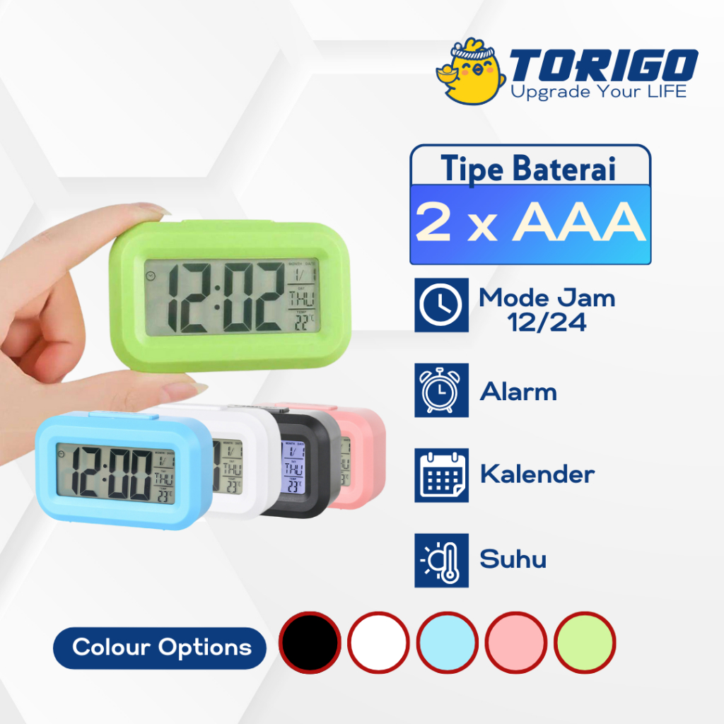 TORIGO DIGITAL Jam Weker Digital Jam Meja SMART ALARM CLOCK Ukuran Mini