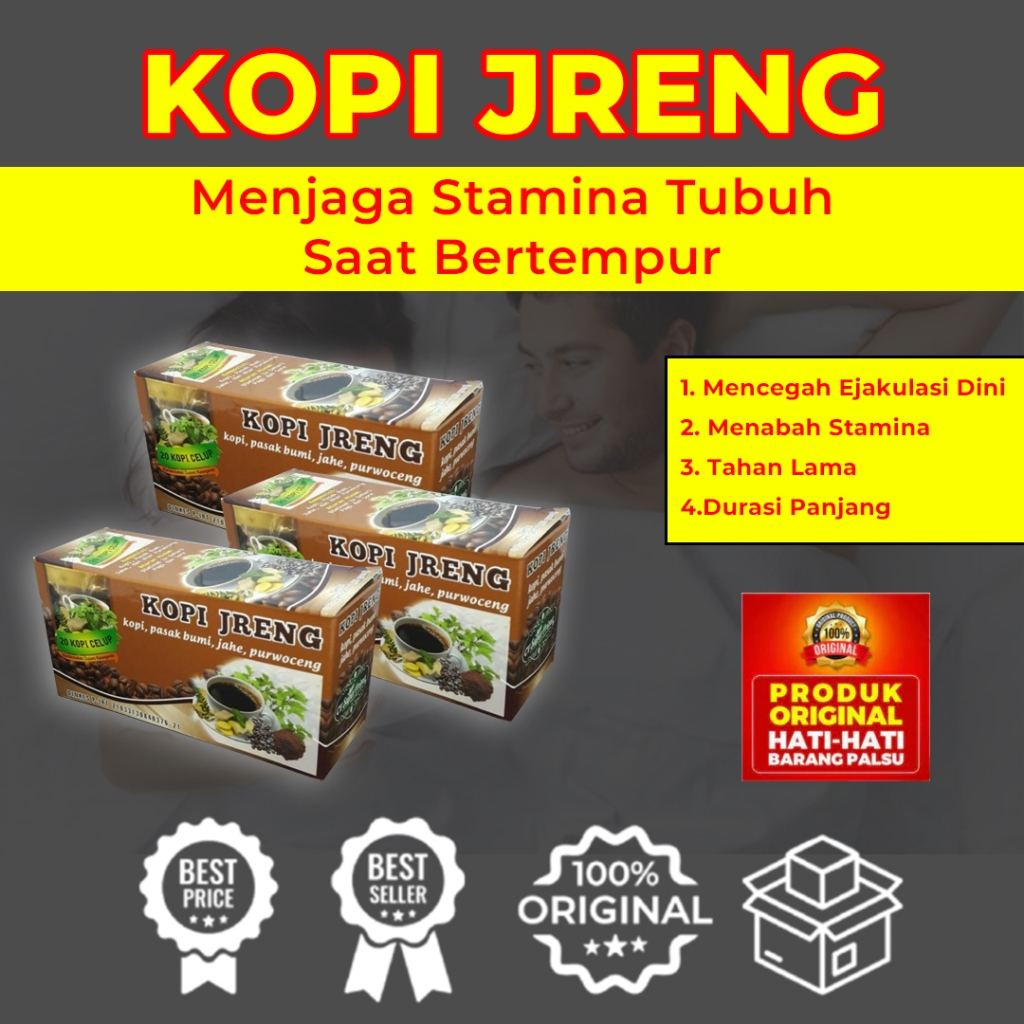 

Kopi Jreng Kopi Sehat | Kopi Penambah Kebugaran Tubuh - Pilihan Pria Idaman - Isi 20 pcs